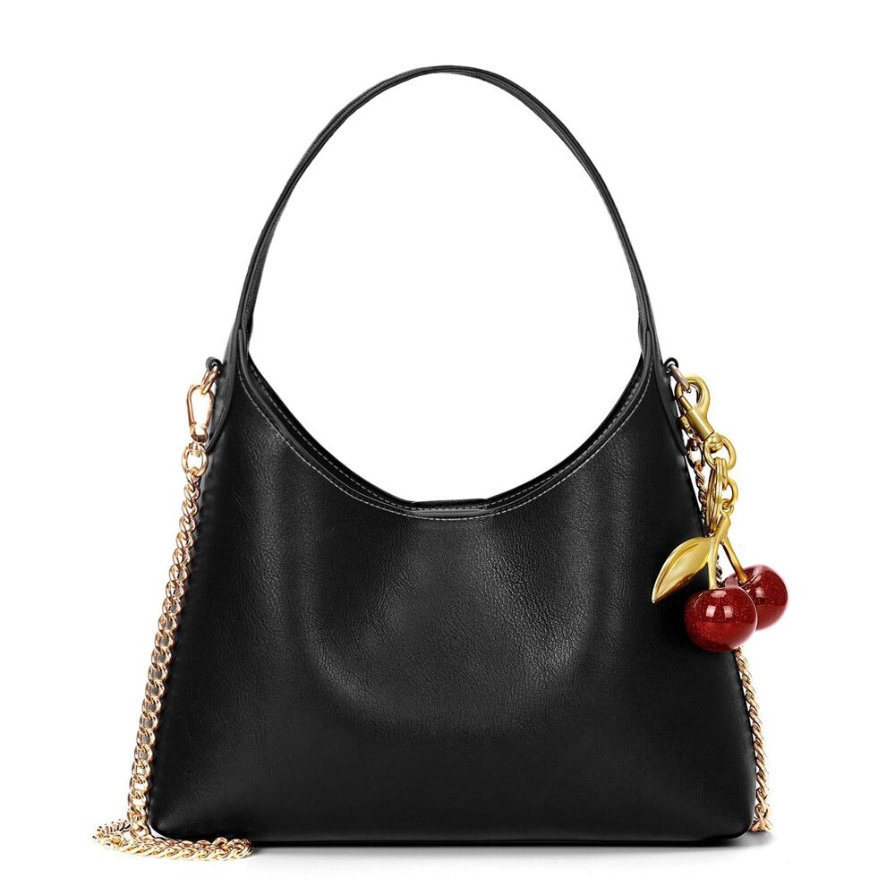 4350 Small Hobo Bags Cherry Shoulder Bag Purse Faux Leather Tote Handbag